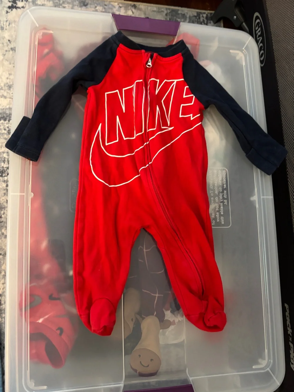 Nike Sleeper Footie Pajamas Size 0-3 Months